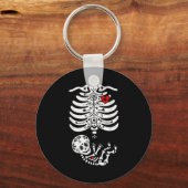 Sugar Skull Skeleton Halloween Pregnancy Annouceme Sleutelhanger (Voorkant)