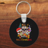 Sugar-skull Skeleton Halloween Xmas Happy Hallotha Sleutelhanger (Voorkant)