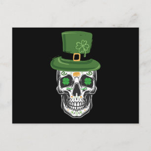 Sugar Skull St Patrick Day Leprechaun Shamrock Briefkaart