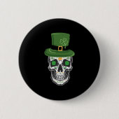 Sugar Skull St Patrick Day Leprechaun Shamrock Ronde Button 5,7 Cm (Voorkant)