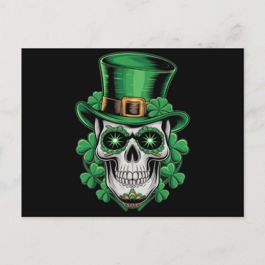 Sugar Skull St Patrick Day Lucky Shamrock Briefkaart (Voorkant)