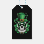 Sugar Skull St Patrick Day Lucky Shamrock Cadeaulabel (Achterkant)