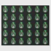 Sugar Skull St Patrick Day Lucky Shamrock Cadeaupapier (Vlak)