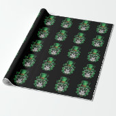 Sugar Skull St Patrick Day Lucky Shamrock Cadeaupapier (Uitgerold)