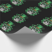 Sugar Skull St Patrick Day Lucky Shamrock Cadeaupapier (Hoek)