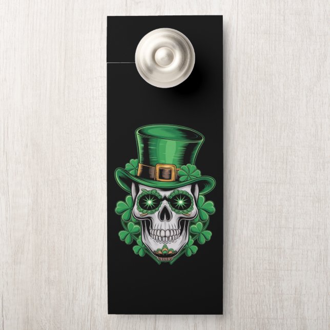 Sugar Skull St Patrick Day Lucky Shamrock Deurhanger (Op knop)