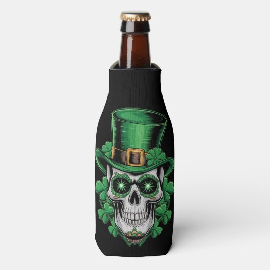 Sugar Skull St Patrick Day Lucky Shamrock Flesjeskoeler (Fles Voorkant)