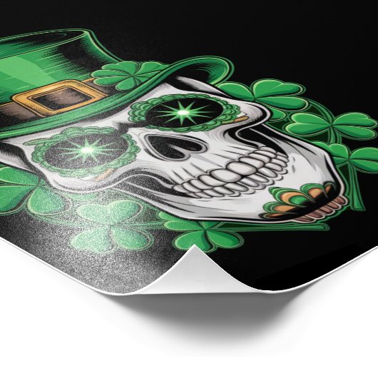Sugar Skull St Patrick Day Lucky Shamrock Foto Afdruk (Hoek)