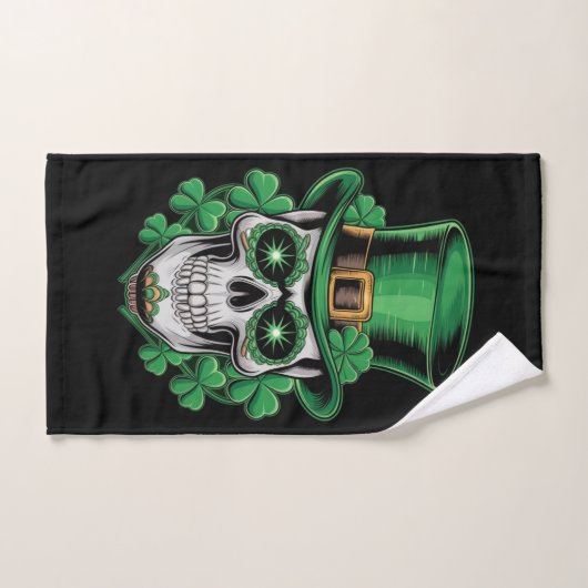 Sugar Skull St Patrick Day Lucky Shamrock Handdoek (Handdoek)