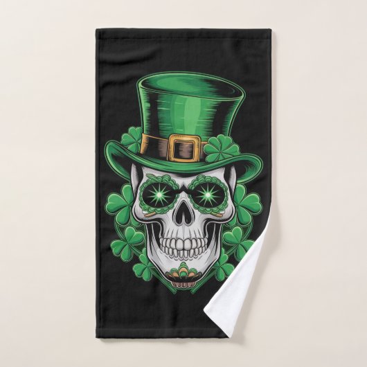 Sugar Skull St Patrick Day Lucky Shamrock Handdoek (Handdoek)