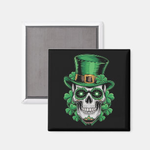 Sugar Skull St Patrick Day Lucky Shamrock Magneet