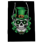 Sugar Skull St Patrick Day Lucky Shamrock Medium Cadeauzakje (Voorkant)
