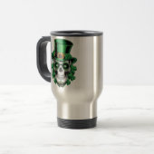 Sugar Skull St Patrick Day Lucky Shamrock Reisbeker (Voorkant links)