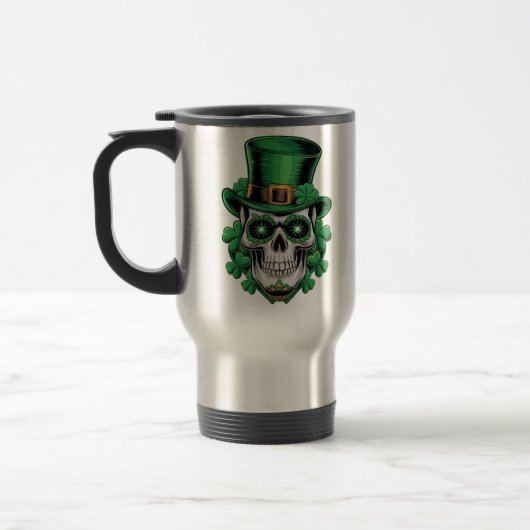 Sugar Skull St Patrick Day Lucky Shamrock Reisbeker (Links)