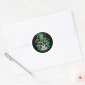 Sugar Skull St Patrick Day Lucky Shamrock Ronde Sticker (Envelop)