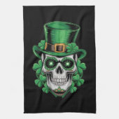 Sugar Skull St Patrick Day Lucky Shamrock Theedoek (Verticaal)