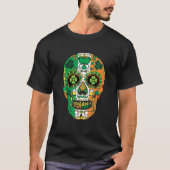 Sugar Skull St Patrick Lucky Shamrock Floral Manne T-shirt (Voorkant)