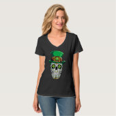Sugar Skull St Patricks Day Of The Dead Women Men  T-shirt (Voorkant volledig)