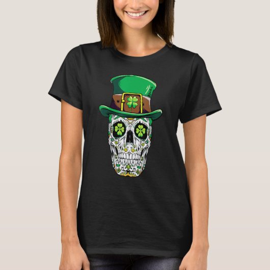 Sugar Skull St Patricks Day Of The Dead Women Men T-shirt (Voorkant)