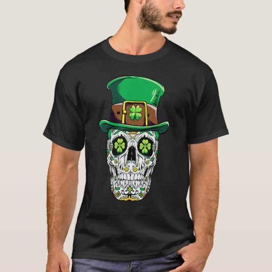 Sugar Skull St Patricks Day Of The Dead Women Men T-shirt (Voorkant)