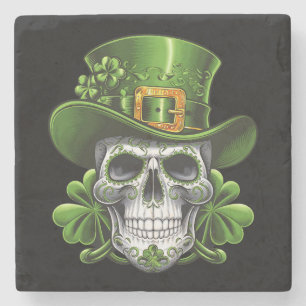 Sugar Skull St Patrick's Day Shamrock Stenen Onderzetter