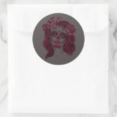 Sugar Skull Sticker Meisje Grijs - Dag van de Dode (Tas)