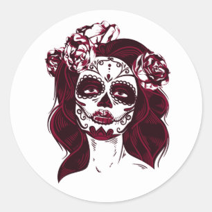 Sugar Skull Sticker Meisje White-Day van de doden