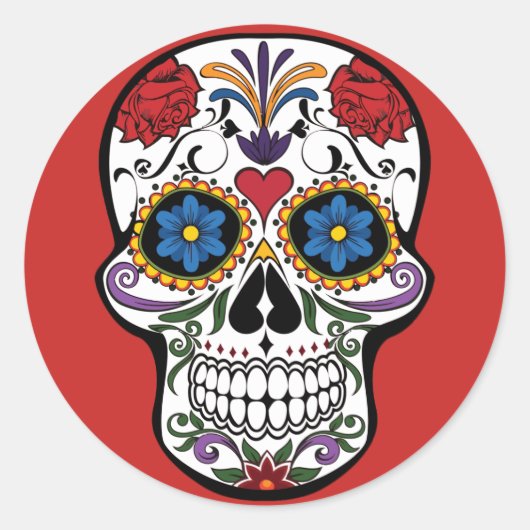 Sugar Skull Sticker Red-Day of the Dead (Voorkant)