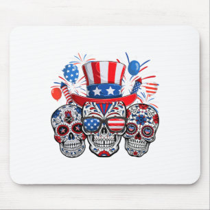 Sugar Skull Sungles Vuurwerk Amerikaanse vlag 4e v Muismat