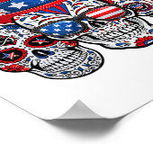 Sugar Skull Sungles Vuurwerk Amerikaanse vlag 4e v Poster (Hoek)