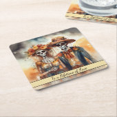 Sugar Skull Sweetheart, op maat Kartonnen Onderzetters (Schuin)