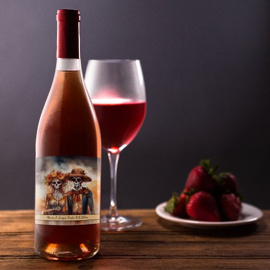 Sugar Skull Sweetheart, op maat Wijn Etiket