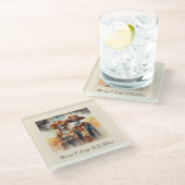 Sugar Skull Sweethearts, op maat Glazen Onderzetter (Schuin)