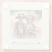 Sugar Skull Sweethearts, op maat Glazen Onderzetter (Achterkant)