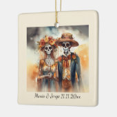 Sugar Skull Sweethearts, op maat Keramisch Ornament (Links)