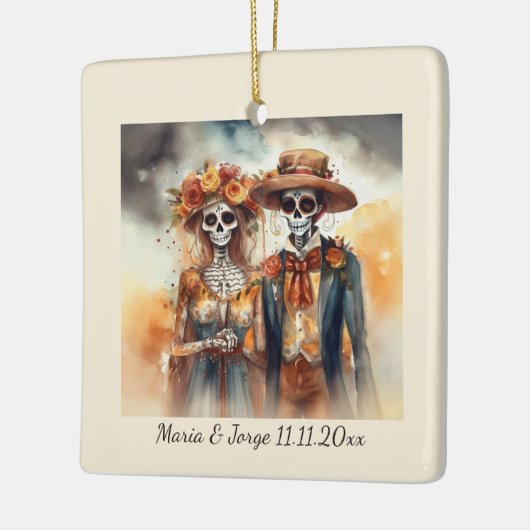 Sugar Skull Sweethearts, op maat Keramisch Ornament (Links)
