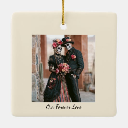 Sugar Skull Sweethearts, op maat Keramisch Ornament (Achterkant)