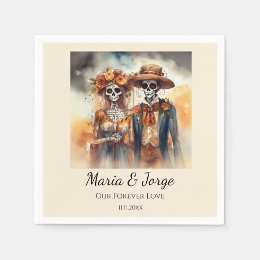 Sugar Skull Sweethearts, op maat Servet (Voorkant)