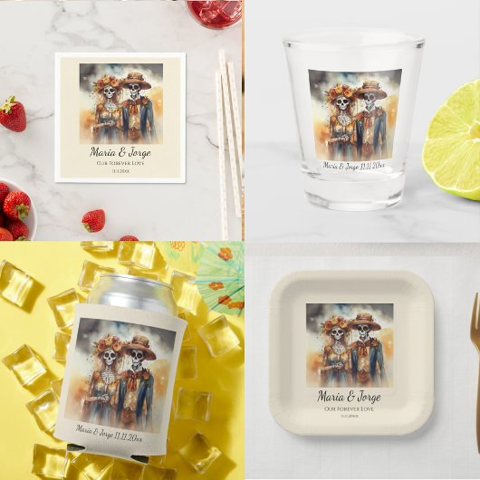 Sugar Skull Sweethearts, op maat Servet