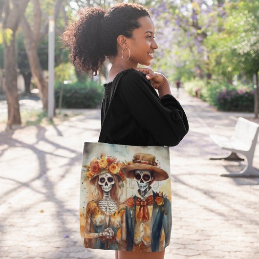 Sugar Skull Sweethearts, op maat Tote Bag