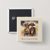 Sugar Skull Sweethearts, op maat Vierkante Button 5,1 Cm (Voorkant /achterkant)