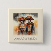 Sugar Skull Sweethearts, op maat Vierkante Button 5,1 Cm (Voorkant)