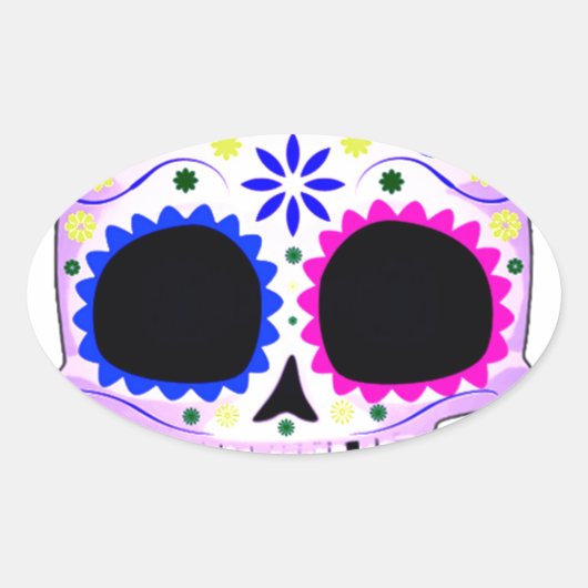 Sugar Skull - Tattoo ontwerp Ovale Sticker (Voorkant)