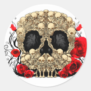 Sugar Skull - Tattoo ontwerp Ronde Sticker