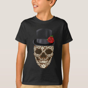  Sugar Skull Top Hoed Red Rose