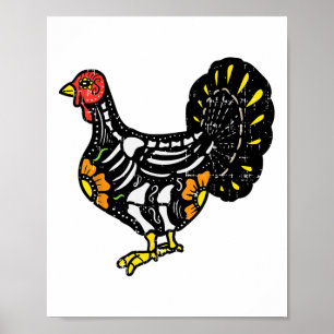 Sugar Skull Turkey Thanksgiving Dag van de Poster