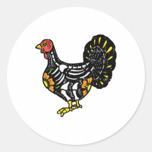 Sugar Skull Turkey Thanksgiving Dag van de Ronde Sticker