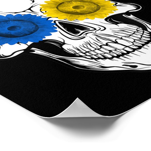 Sugar Skull Ukraine Sunflower Oekraïne Poster (Hoek)