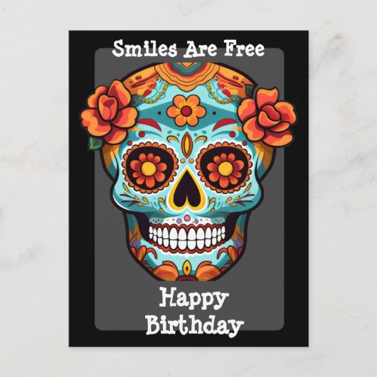 Sugar Skull Verjaardag Groet Briefkaart (Voorkant)