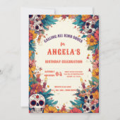 Sugar Skull Verjaardag Uitnodiging - Dag van de Do (Voorkant)